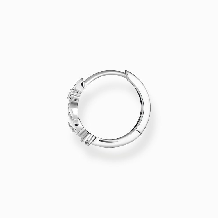 THOMAS SABO Silver Single Hoop Earring Leaves with White Stones