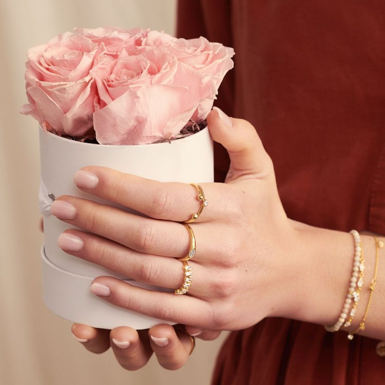 THOMAS SABO Silver Ring White Stones Gold