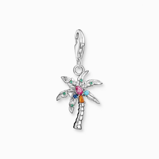 THOMAS SABO Silver Charm Pendant Colourful Palm Tree