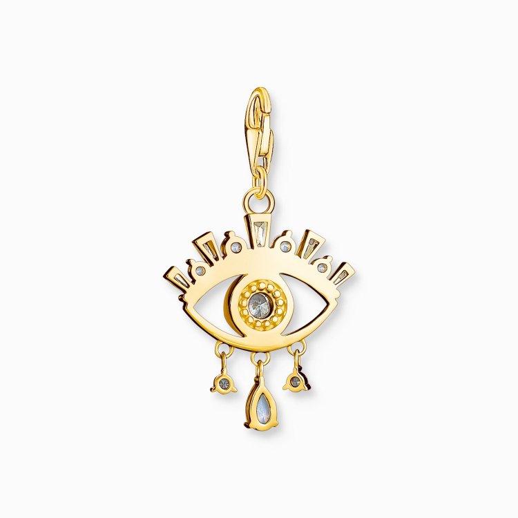 THOMAS SABO Silver Charm Pendant Blue Eye Gold Plated