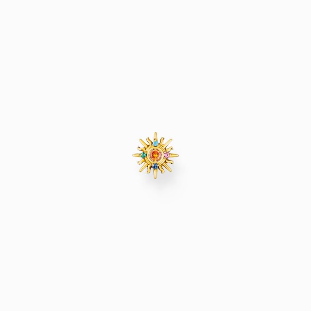 THOMAS SABO Gold-Plated Single Ear Stud Sun with Colourful Stones