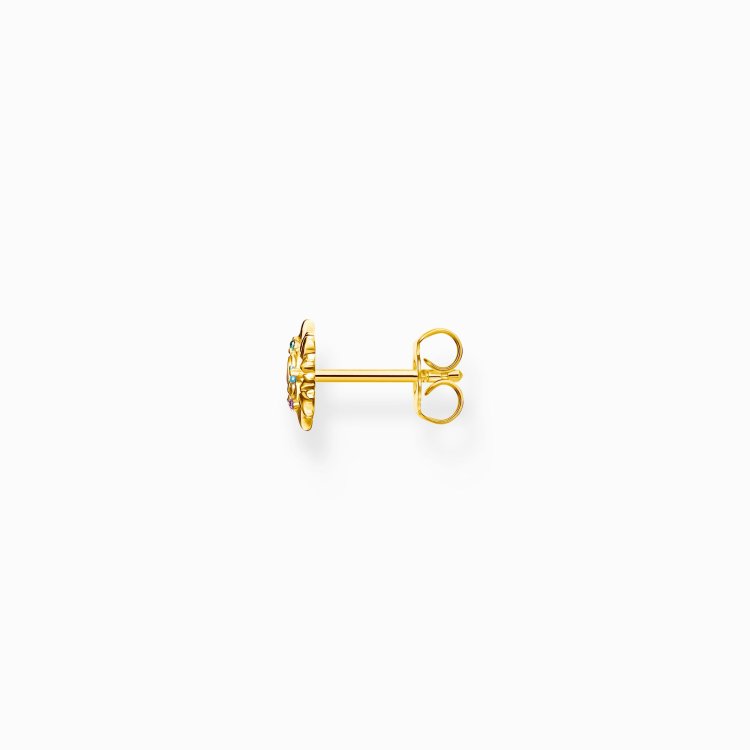 THOMAS SABO Gold-Plated Single Ear Stud Sun with Colourful Stones
