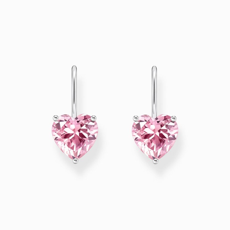 THOMAS SABO Silver Earrings with Pink Heart-Shaped Zirconia