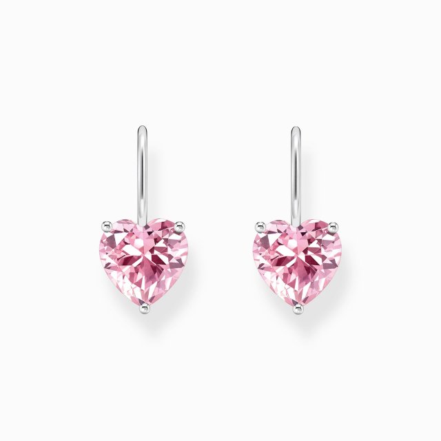 THOMAS SABO Silver Earrings with Pink Heart-Shaped Zirconia