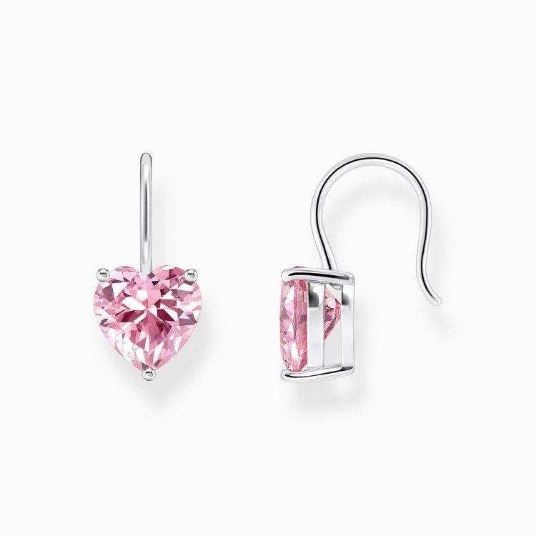 THOMAS SABO Silver Earrings with Pink Heart-Shaped Zirconia