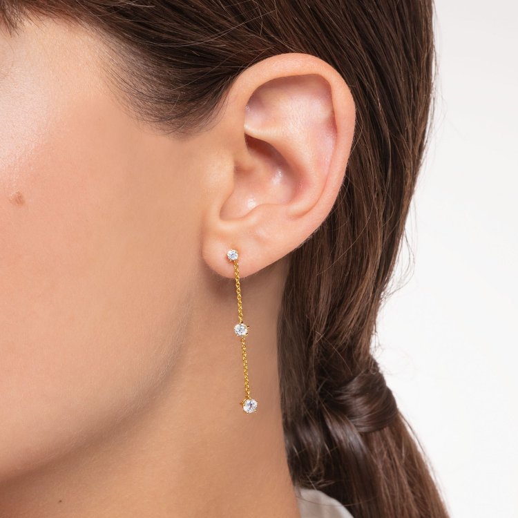 THOMAS SABO Silver Single Earring White Stones Gold