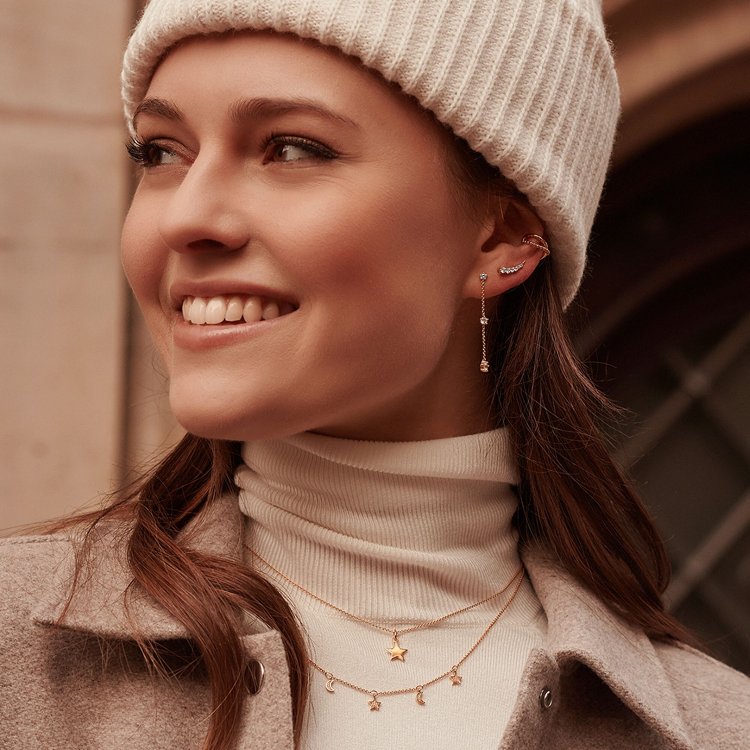 THOMAS SABO Silver Single Earring White Stones Gold