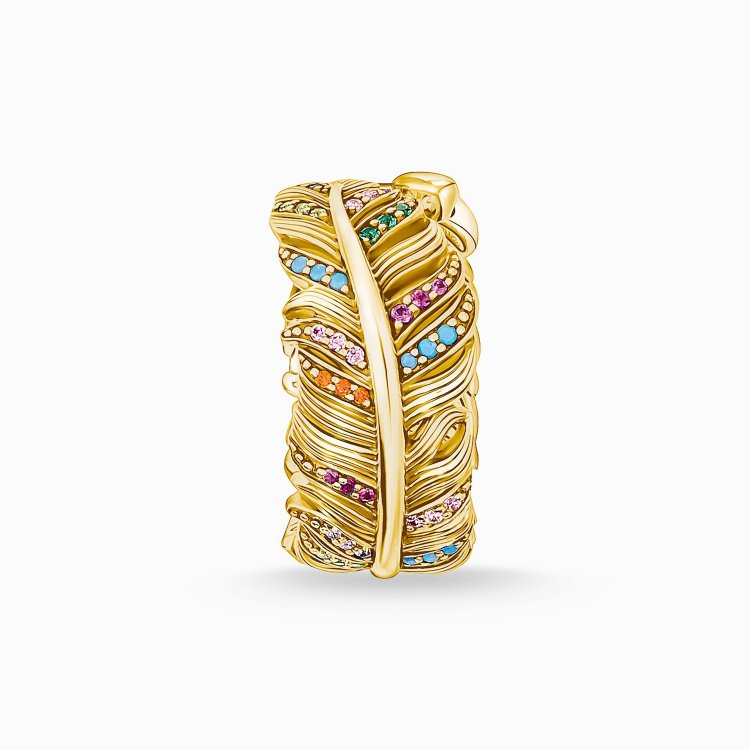 THOMAS SABO Silver Ring Feather Gold