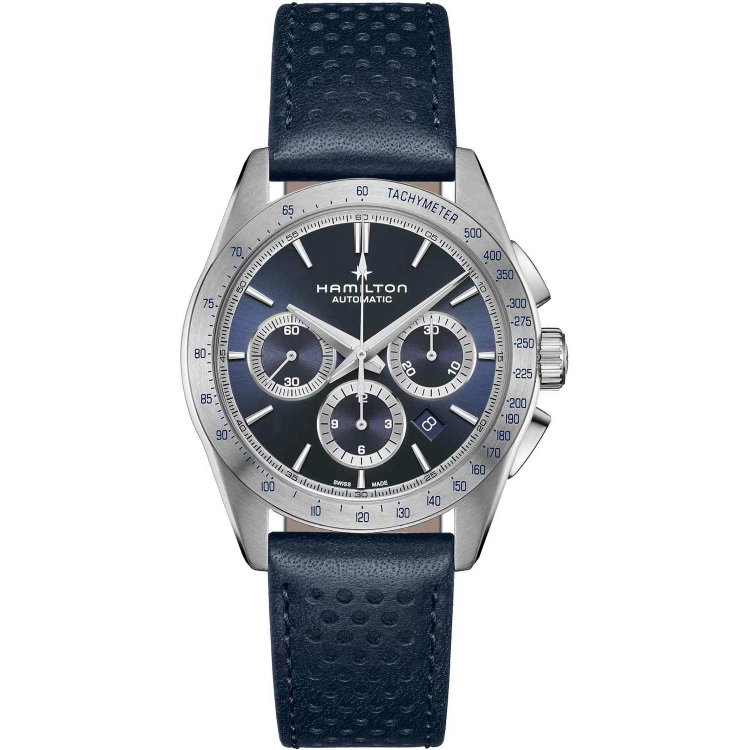 HAMILTON Jazzmaster Performer Auto Chrono Blue Leather Strap