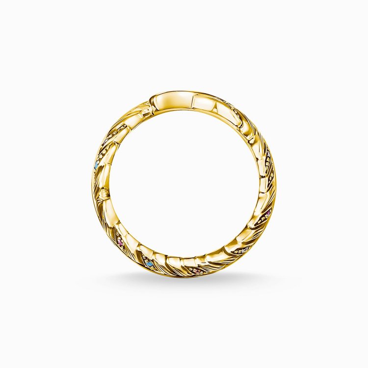 THOMAS SABO Silver Ring Feather Gold