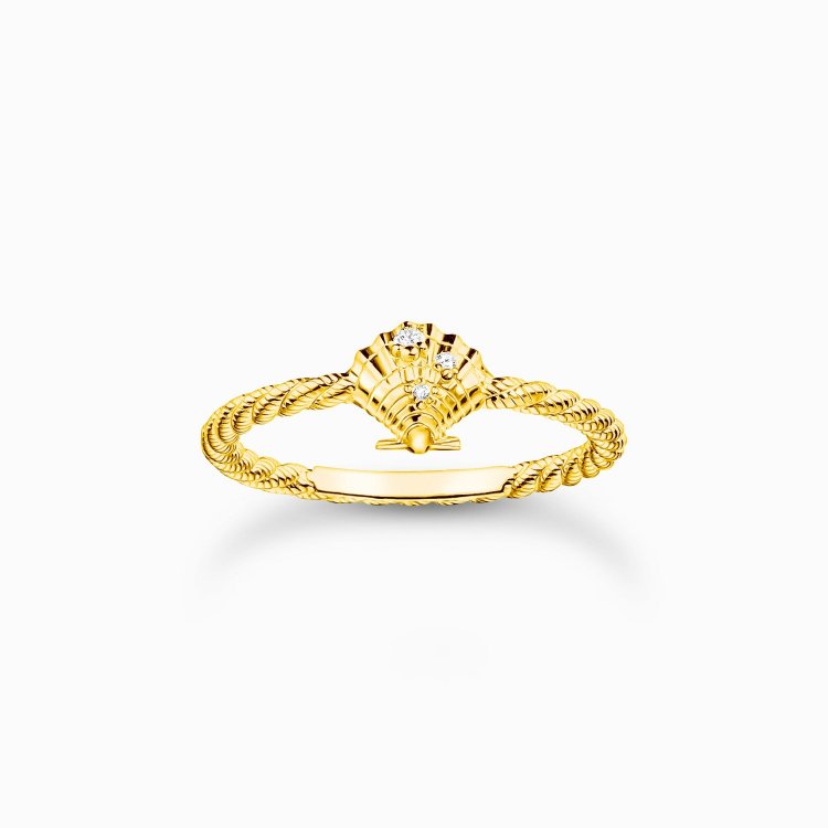 THOMAS SABO Silver Ring Rope with Shell Gold