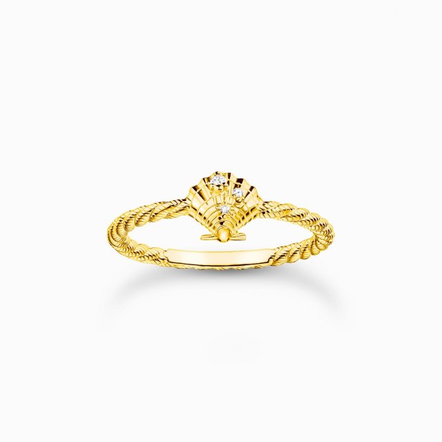 THOMAS SABO Silver Ring Rope with Shell Gold