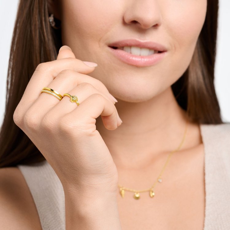 THOMAS SABO Silver Ring Rope with Shell Gold