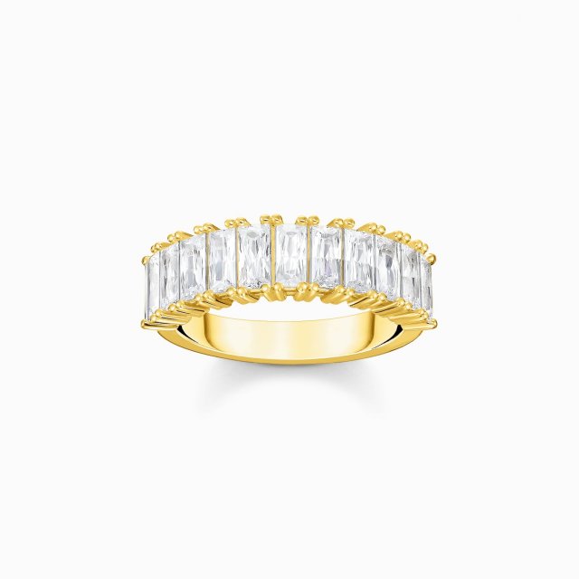 THOMAS SABO Silver Ring with White Stones Pavé Gold Plated