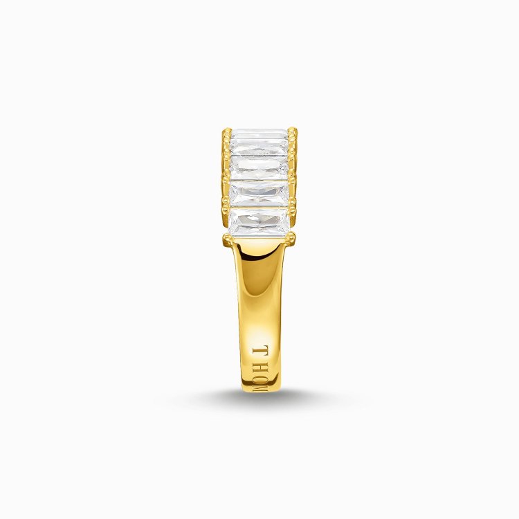 THOMAS SABO Silver Ring with White Stones Pavé Gold Plated