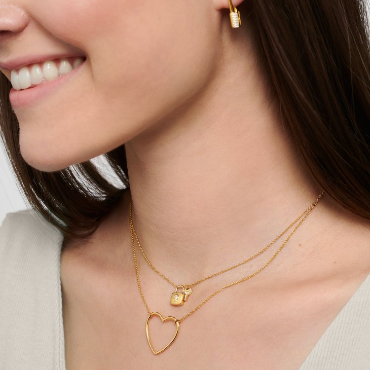 THOMAS SABO Silver Necklace Lock with Key Gold