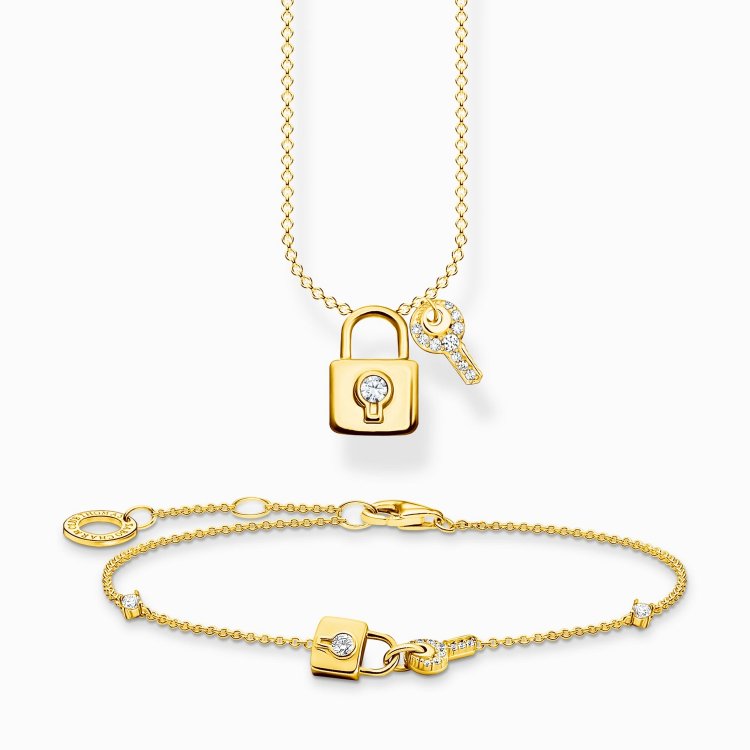 THOMAS SABO Silver Necklace Lock with Key Gold