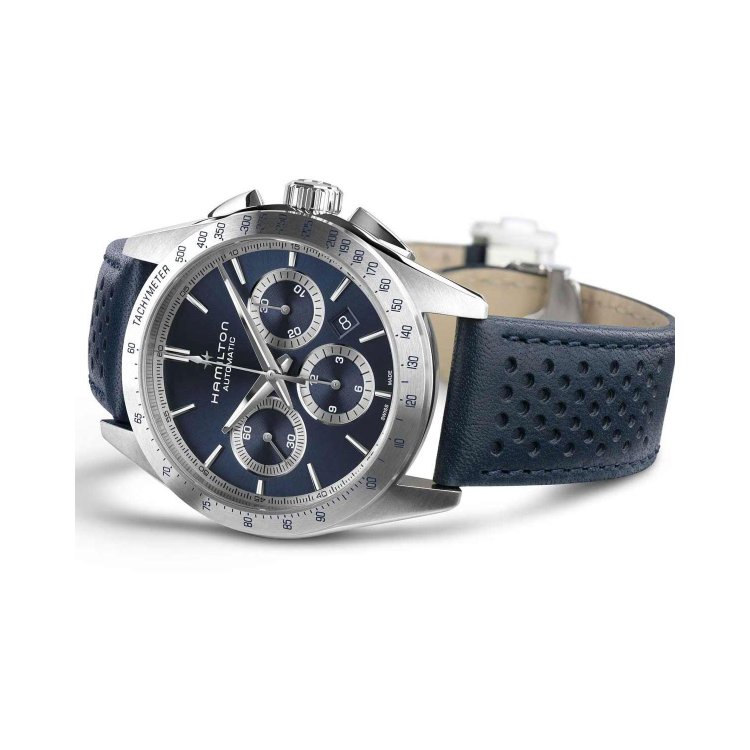 HAMILTON Jazzmaster Performer Auto Chrono Blue Leather Strap
