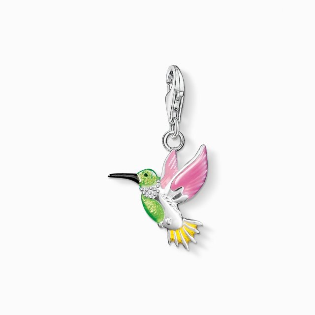 THOMAS SABO Silver Charm Pendant Colourful Enamel Hummingbird