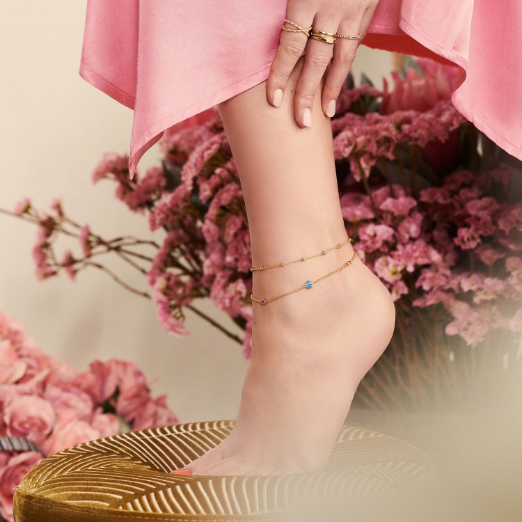 THOMAS SABO Silver Anklet Dots Gold