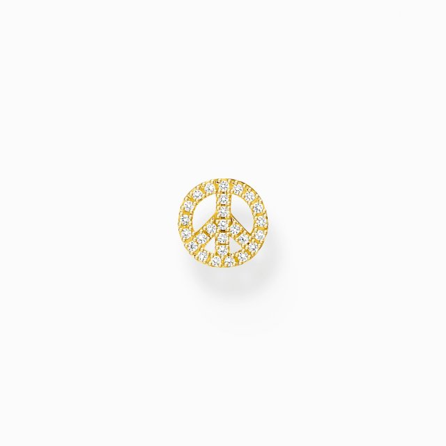 THOMAS SABO Single Ear Stud Peace with White Stones Gold Plated
