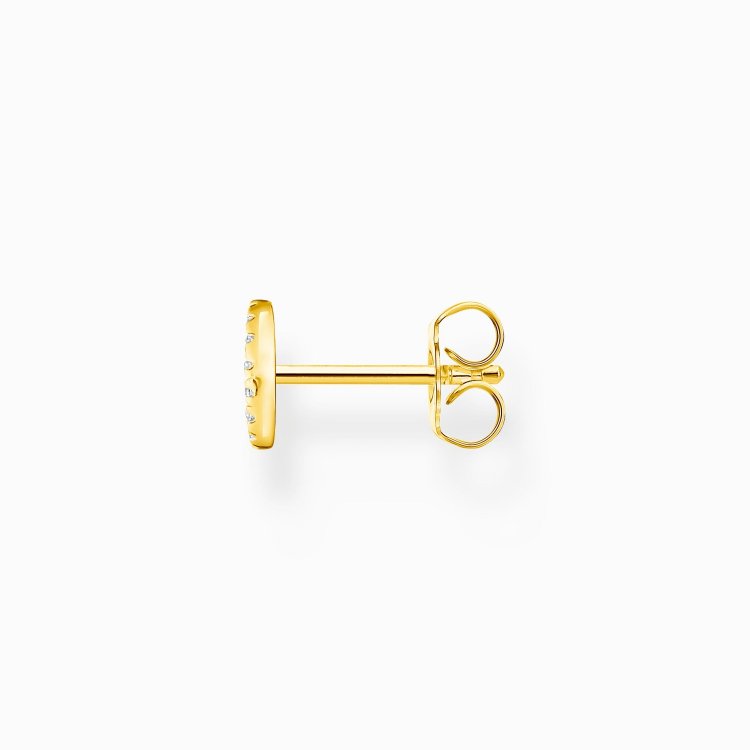 THOMAS SABO Single Ear Stud Peace with White Stones Gold Plated