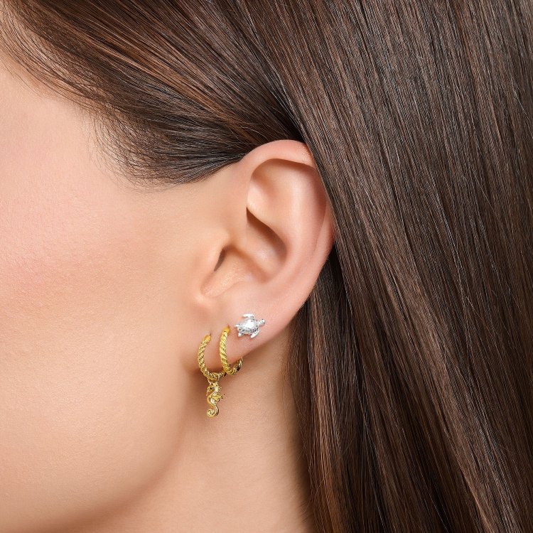 THOMAS SABO Silver Single Hoop Earring Rope Gold
