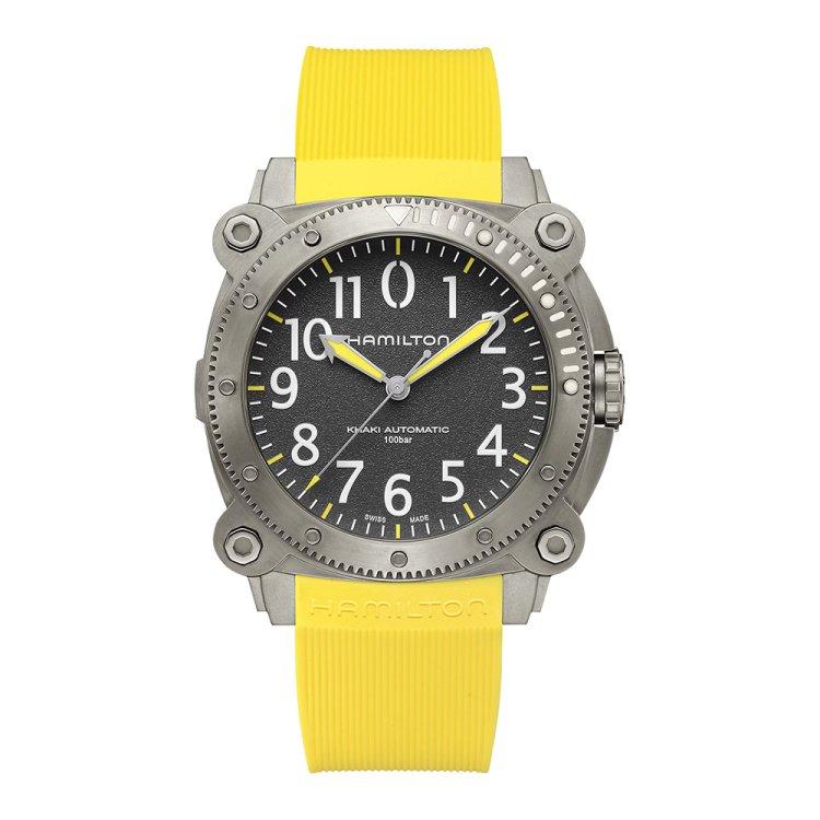 HAMILTON Khaki Navy BeLOWZERO Automatic Yellow Rubber Strap