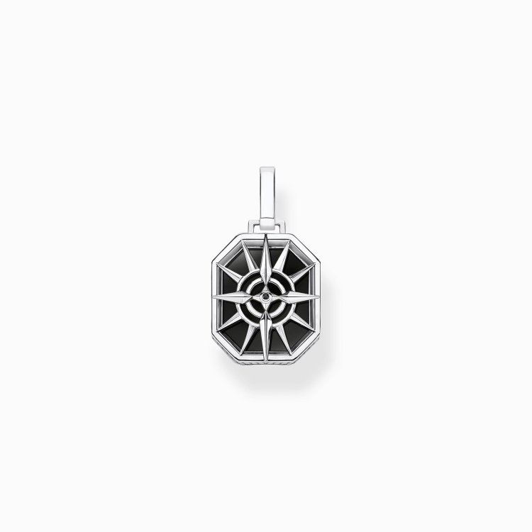 THOMAS SABO Silver Pendant Compass Star Black
