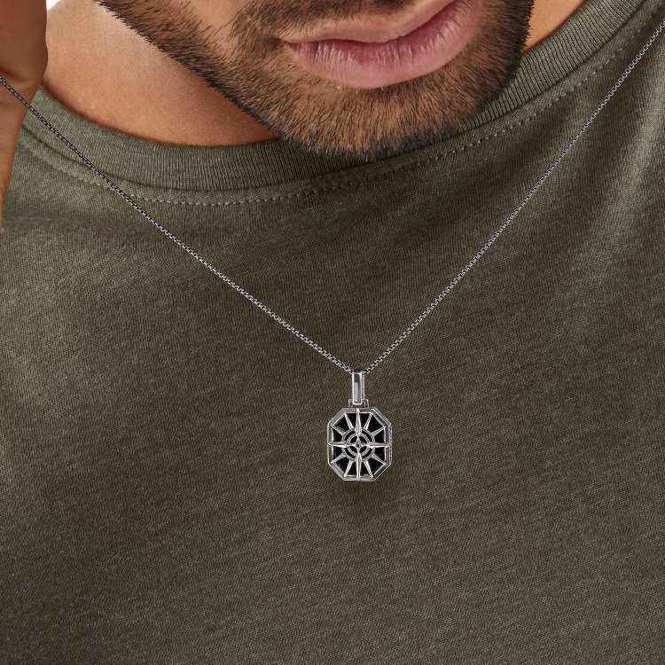 THOMAS SABO Silver Pendant Compass Star Black