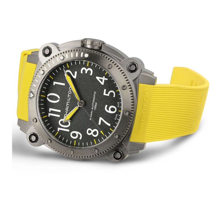 HAMILTON Khaki Navy BeLOWZERO Automatic Yellow Rubber Strap