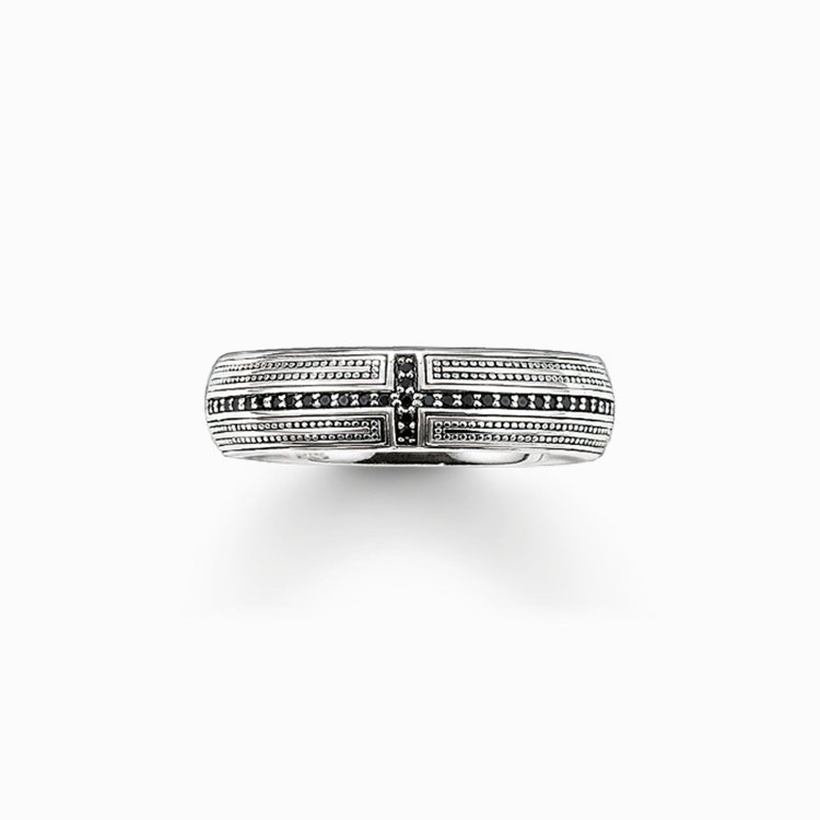 THOMAS SABO Silver Band Ring Cross Pavé