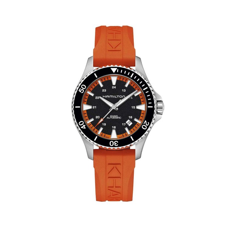 HAMILTON Khaki Navy Scuba Automatic Orange Rubber Strap