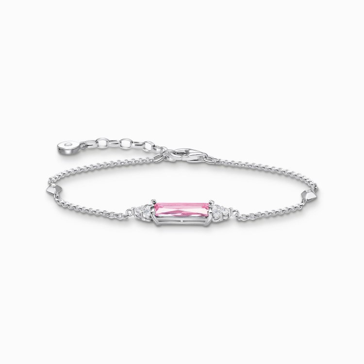 THOMAS SABO Silver Bracelet with Pink and White Stones
