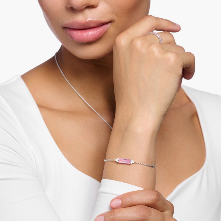 THOMAS SABO Silver Bracelet with Pink and White Stones