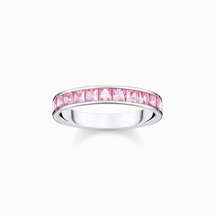 THOMAS SABO Silver Ring with Pink Stones Pave