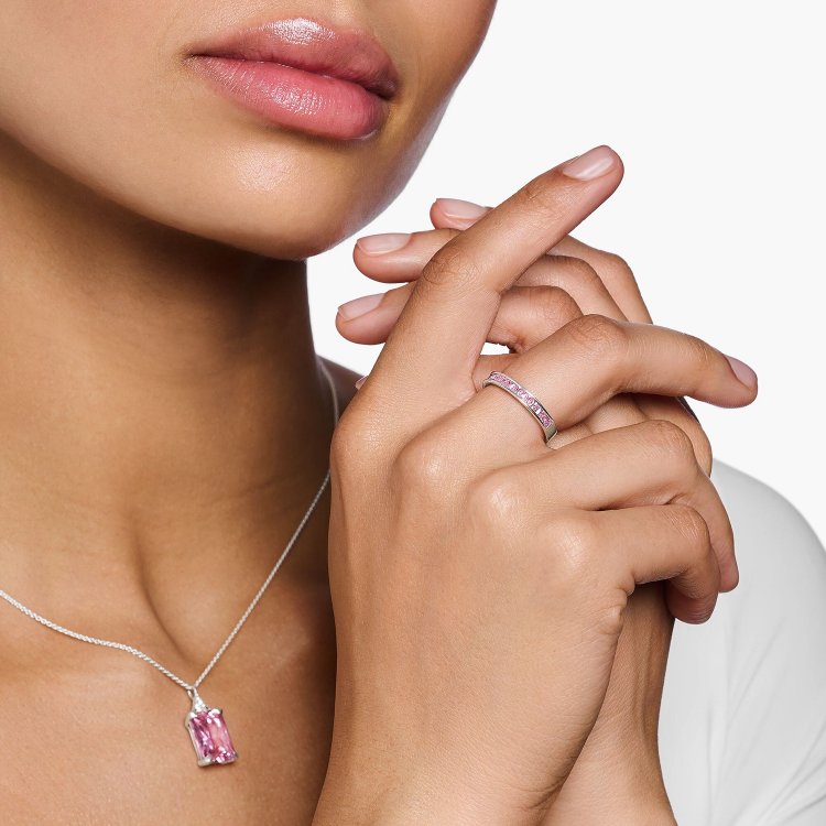 THOMAS SABO Silver Ring with Pink Stones Pave