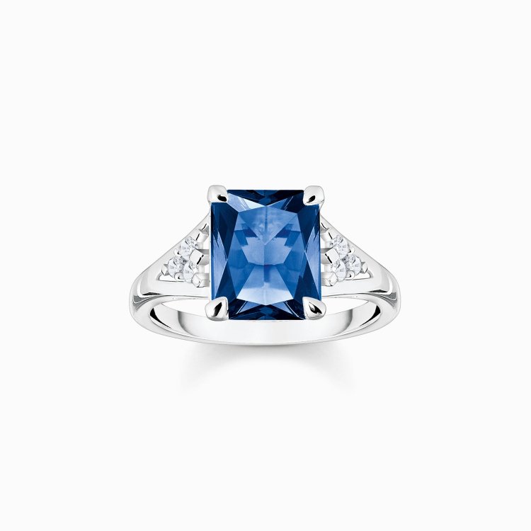 THOMAS SABO Silver Ring with Blue and White Stones