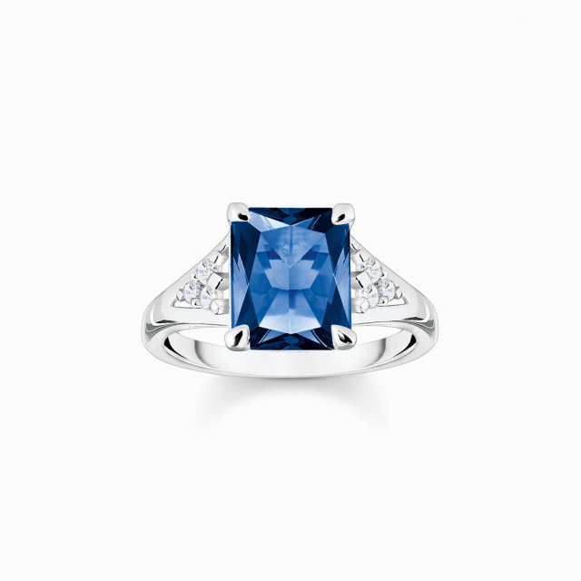 THOMAS SABO Silver Ring with Blue and White Stones