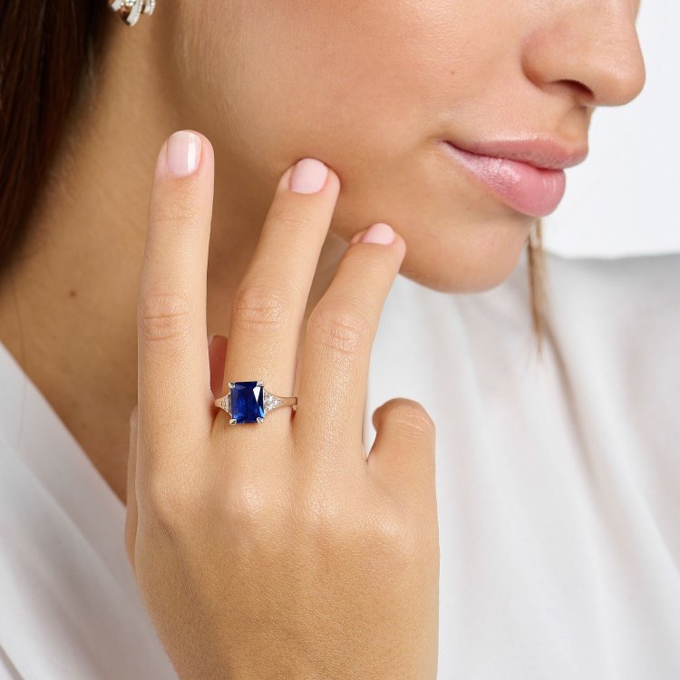 THOMAS SABO Silver Ring with Blue and White Stones