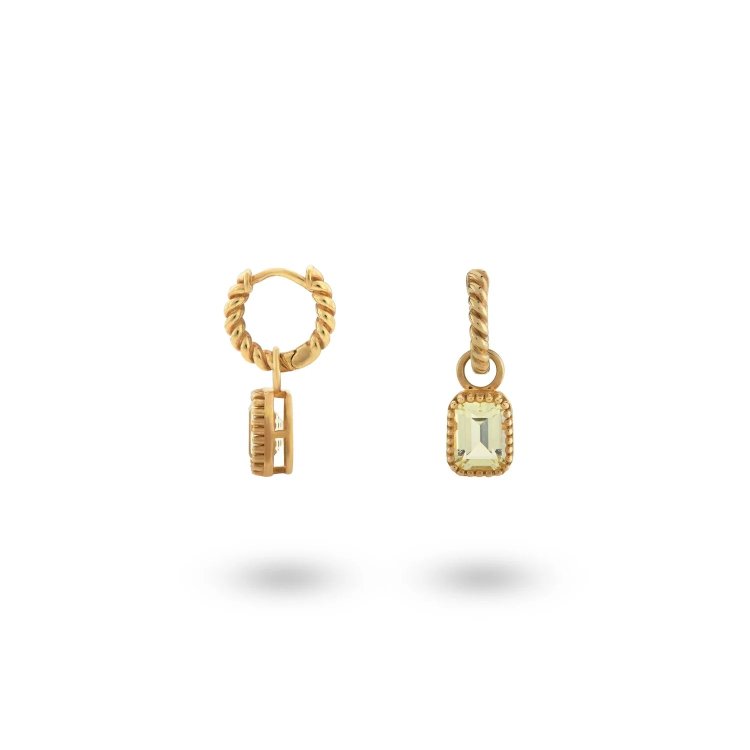 24KAE Earring Hoops with Pastel Stone Pendant