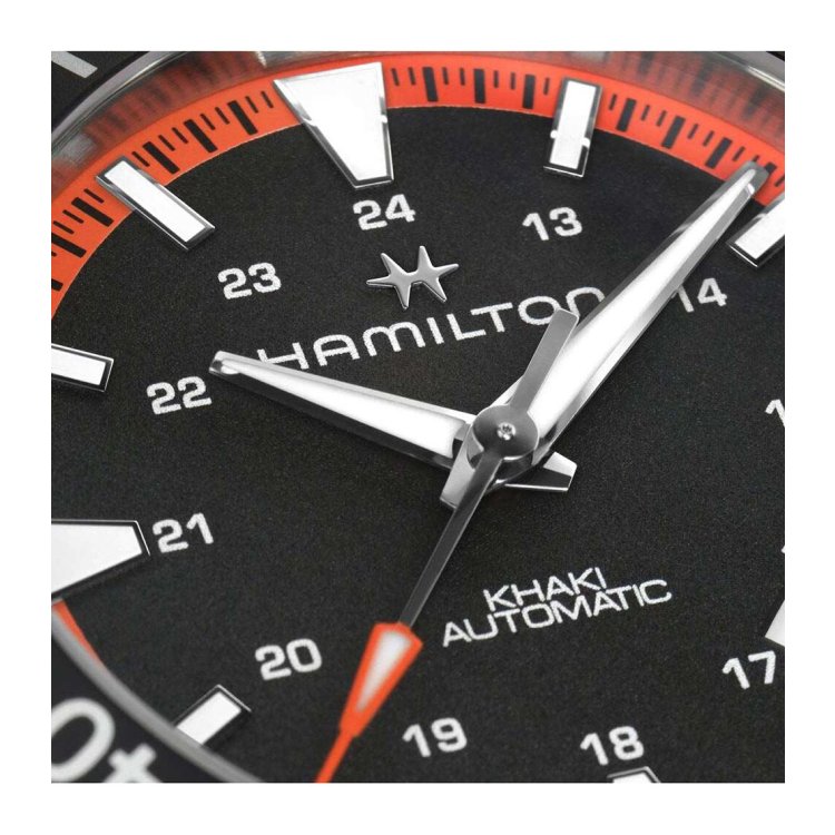 HAMILTON Khaki Navy Scuba Automatic Orange Rubber Strap