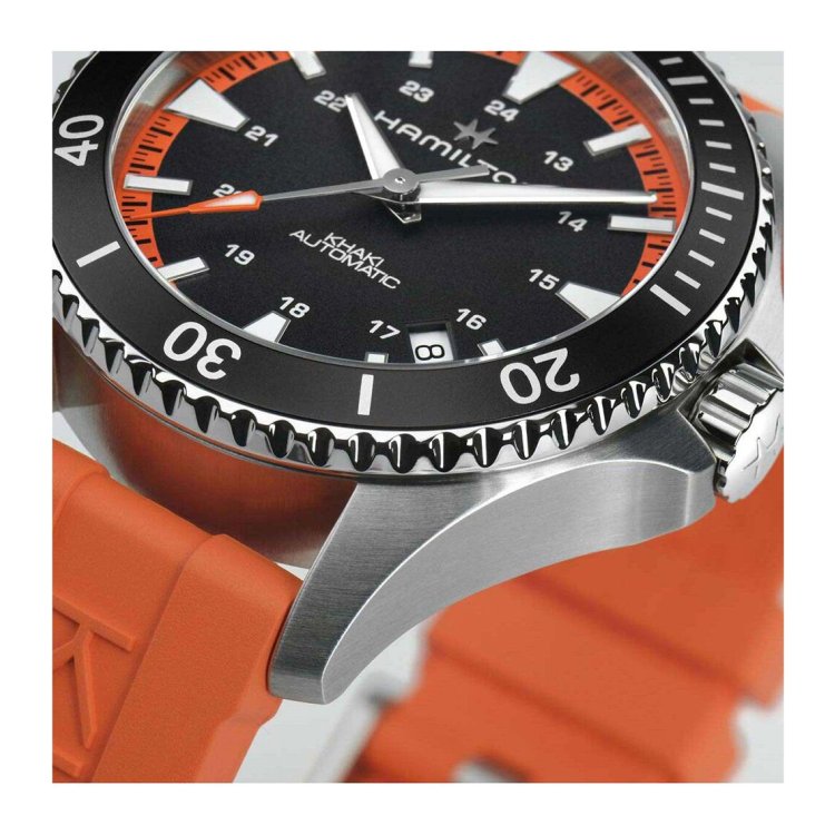 HAMILTON Khaki Navy Scuba Automatic Orange Rubber Strap