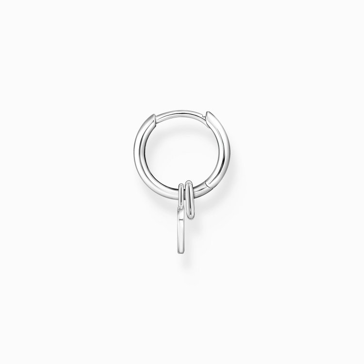 THOMAS SABO Silver Single Hoop Earring with Heart Pendant