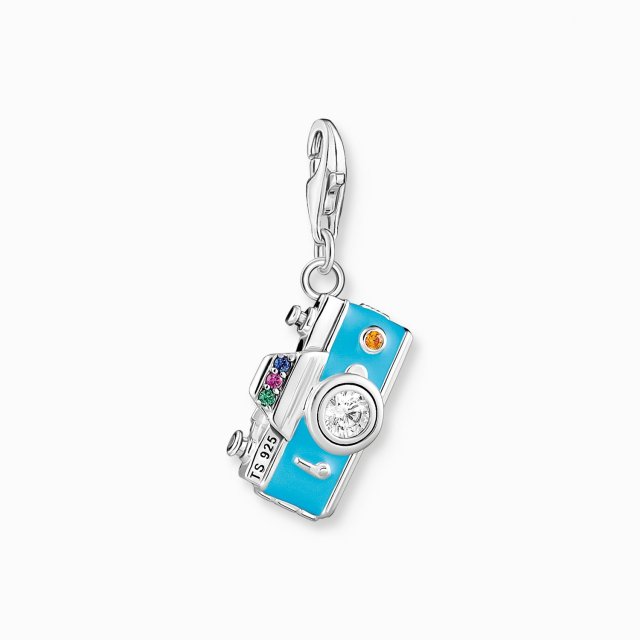 THOMAS SABO Silver Charm Pendant Turquoise Retro Camera