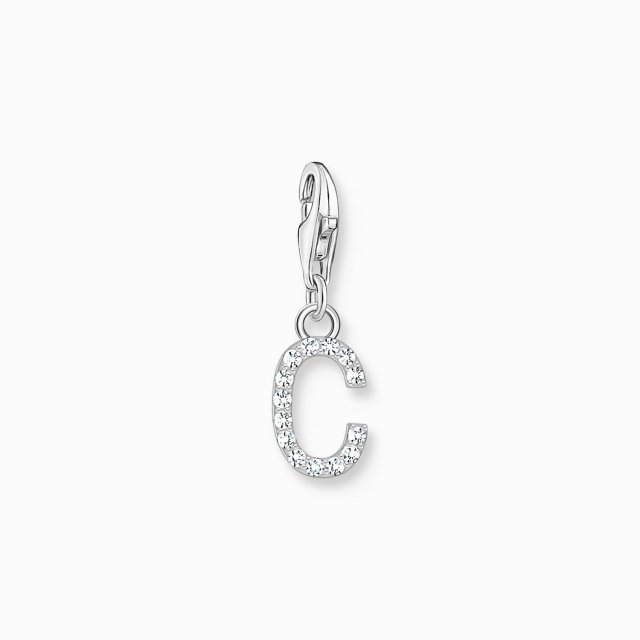 THOMAS SABO Silver Charm Pendant Letter C with White Stones