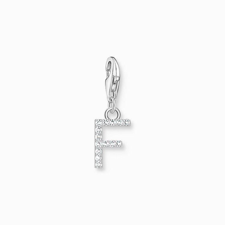 THOMAS SABO Silver Charm Pendant Letter F with White Stones
