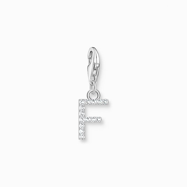 THOMAS SABO Silver Charm Pendant Letter F with White Stones