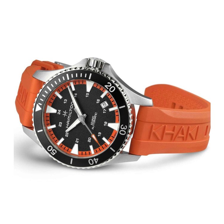 HAMILTON Khaki Navy Scuba Automatic Orange Rubber Strap
