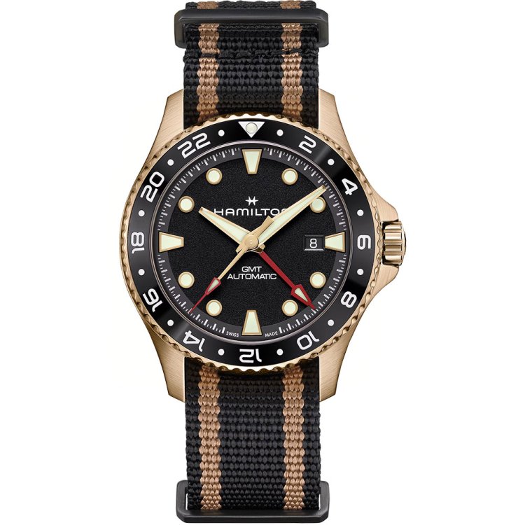 HAMILTON Khaki Navy Scuba Automatic GMT Two Tone Fabric Strap